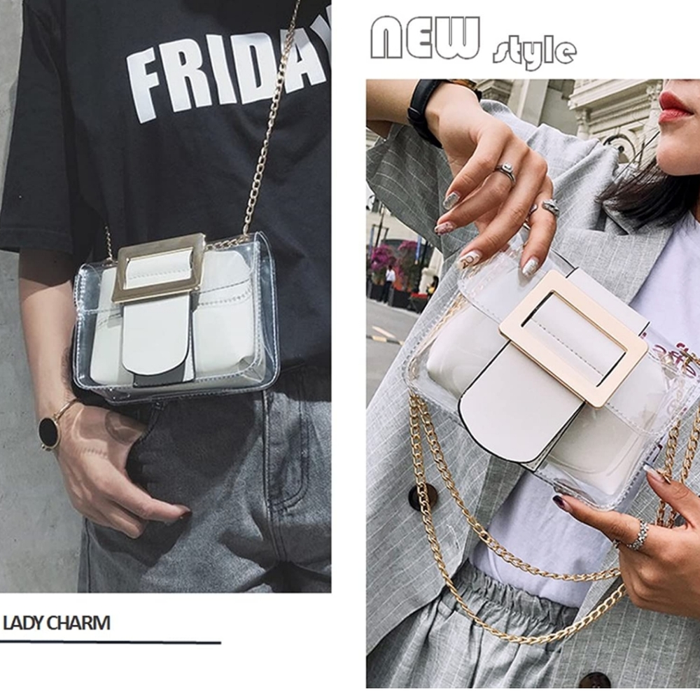 Clear crossbody purse (white)